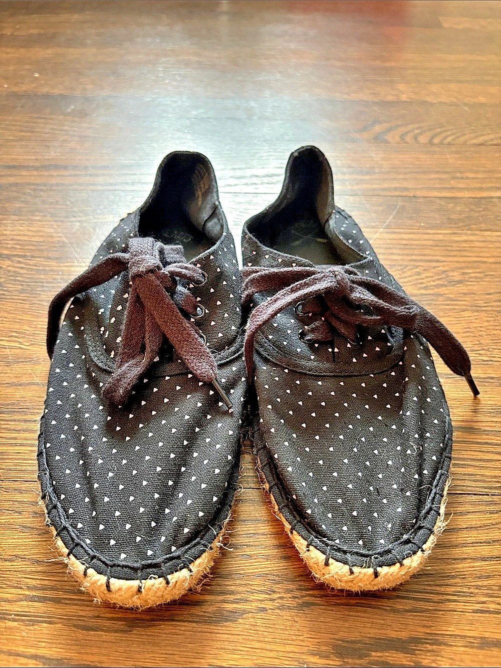 Lace-Up Espadrille Black Flats